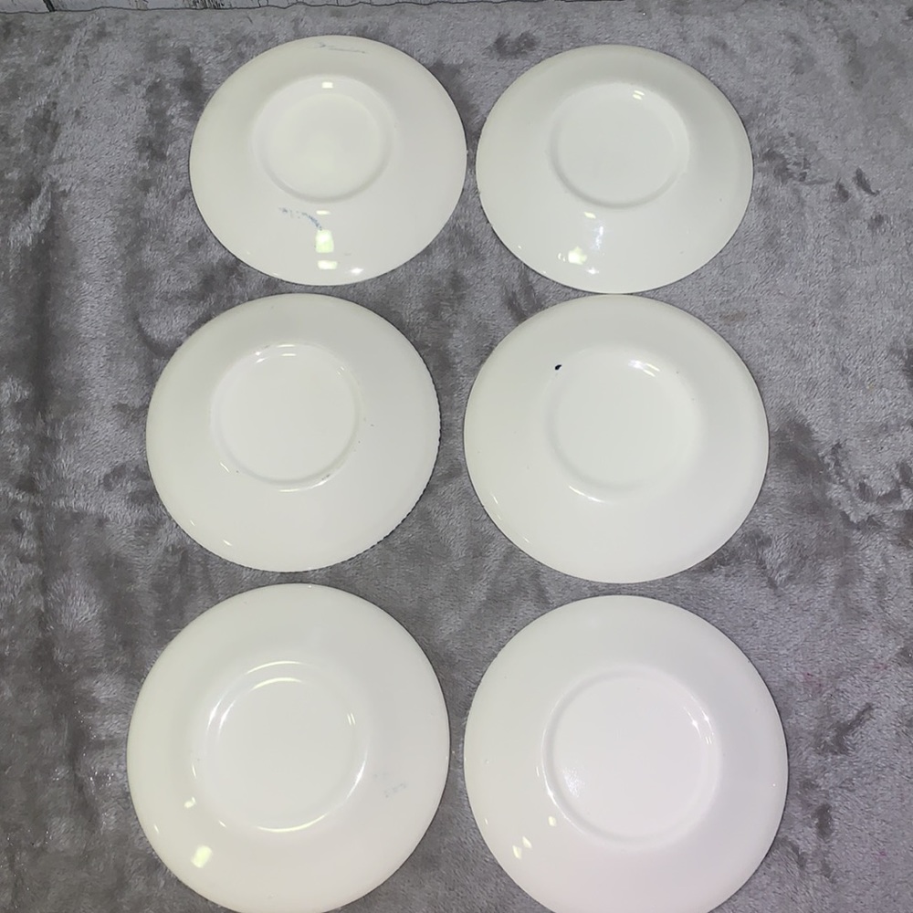 * 0622 Set of 6 Currier & Ives Blue Saucers for Flat Cups - Picture 2 of 2